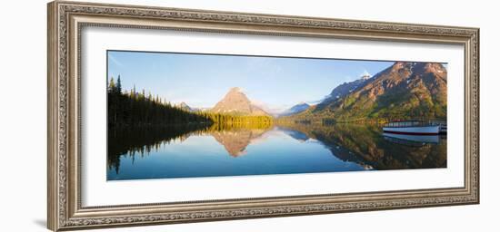 Reflection of mountains in Two Medicine Lake, Glacier National Park, Montana, USA-null-Framed Photographic Print