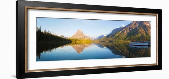 Reflection of mountains in Two Medicine Lake, Glacier National Park, Montana, USA-null-Framed Photographic Print