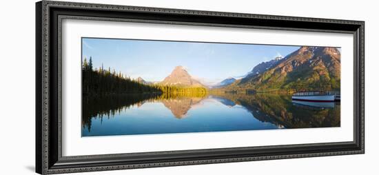 Reflection of mountains in Two Medicine Lake, Glacier National Park, Montana, USA-null-Framed Photographic Print