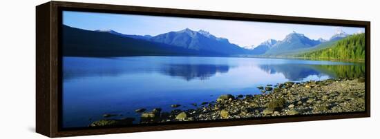 Reflection of Rocks in a Lake, Mcdonald Lake, Glacier National Park, Montana, USA-null-Framed Premier Image Canvas