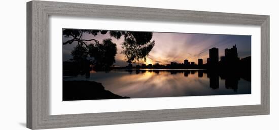 Reflection of Skyscrapers in a Lake, Lake Merritt, Oakland, California, USA-null-Framed Photographic Print