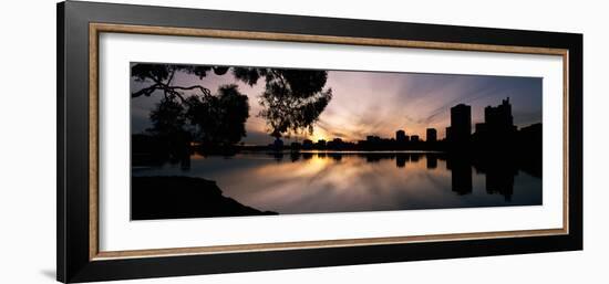 Reflection of Skyscrapers in a Lake, Lake Merritt, Oakland, California, USA-null-Framed Photographic Print