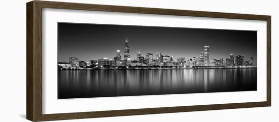 Reflection of skyscrapers in a lake, Lake Michigan, Digital Composite, Chicago, Cook County, Ill...-null-Framed Photographic Print