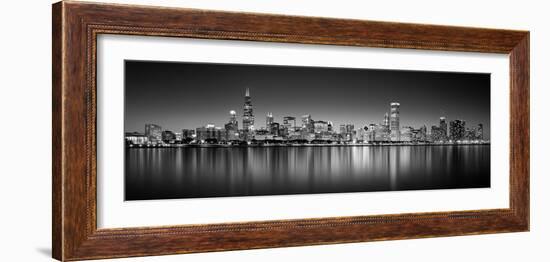 Reflection of skyscrapers in a lake, Lake Michigan, Digital Composite, Chicago, Cook County, Ill...-null-Framed Photographic Print