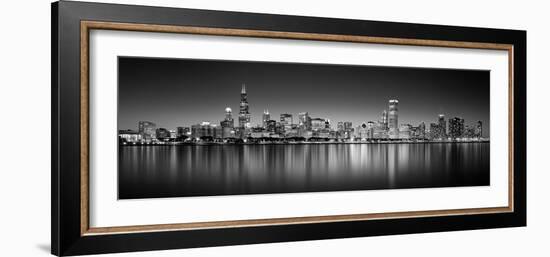 Reflection of skyscrapers in a lake, Lake Michigan, Digital Composite, Chicago, Cook County, Ill...-null-Framed Photographic Print