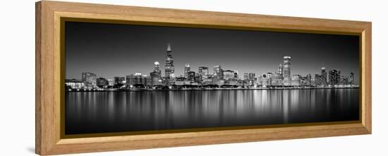 Reflection of skyscrapers in a lake, Lake Michigan, Digital Composite, Chicago, Cook County, Ill...-null-Framed Premier Image Canvas