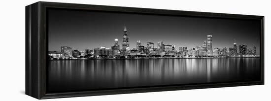 Reflection of skyscrapers in a lake, Lake Michigan, Digital Composite, Chicago, Cook County, Ill...-null-Framed Premier Image Canvas