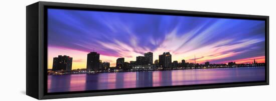 Reflection of Skyscrapers on Water, River Mississippi, New Orleans, Louisiana, USA-null-Framed Premier Image Canvas