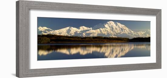 Reflection of Snow Covered Mountains on Water, Mt Mckinley, Denali National Park, Alaska, USA-null-Framed Photographic Print