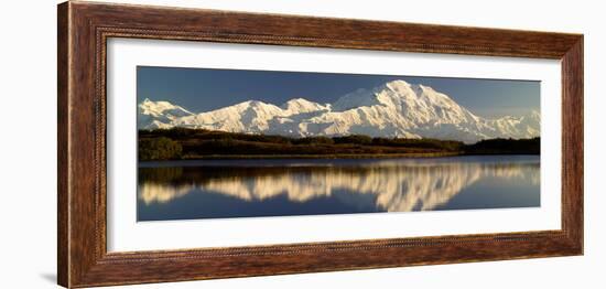 Reflection of Snow Covered Mountains on Water, Mt Mckinley, Denali National Park, Alaska, USA-null-Framed Photographic Print