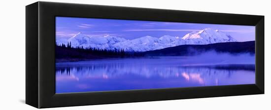 Reflection of Snow Covered Mountains on Water, Mt Mckinley, Wonder Lake, Denali National Park-null-Framed Stretched Canvas