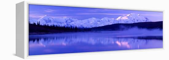 Reflection of Snow Covered Mountains on Water, Mt Mckinley, Wonder Lake, Denali National Park-null-Framed Stretched Canvas