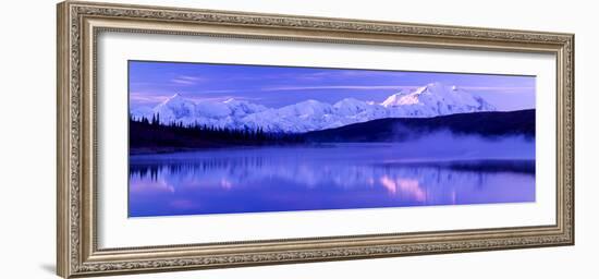 Reflection of Snow Covered Mountains on Water, Mt Mckinley, Wonder Lake, Denali National Park-null-Framed Photographic Print