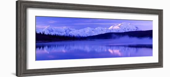 Reflection of Snow Covered Mountains on Water, Mt Mckinley, Wonder Lake, Denali National Park-null-Framed Photographic Print