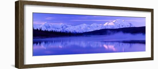Reflection of Snow Covered Mountains on Water, Mt Mckinley, Wonder Lake, Denali National Park--Framed Photographic Print