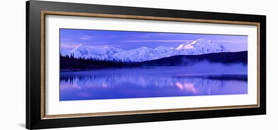 Reflection of Snow Covered Mountains on Water, Mt Mckinley, Wonder Lake, Denali National Park--Framed Photographic Print