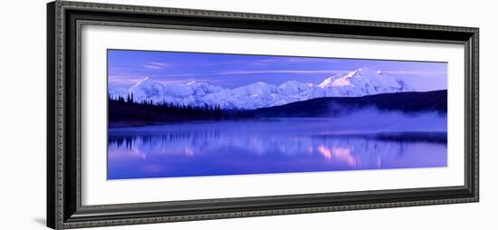 Reflection of Snow Covered Mountains on Water, Mt Mckinley, Wonder Lake, Denali National Park-null-Framed Photographic Print