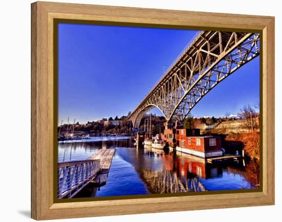 Reflection of the Aurora Bridge in Lake Union on a Cold Clear Seattle Morning, Washington, Usa-Richard Duval-Framed Premier Image Canvas