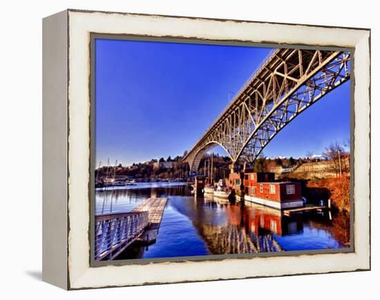 Reflection of the Aurora Bridge in Lake Union on a Cold Clear Seattle Morning, Washington, Usa-Richard Duval-Framed Premier Image Canvas