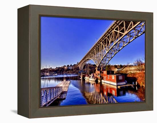 Reflection of the Aurora Bridge in Lake Union on a Cold Clear Seattle Morning, Washington, Usa-Richard Duval-Framed Premier Image Canvas