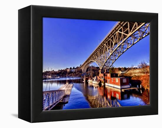 Reflection of the Aurora Bridge in Lake Union on a Cold Clear Seattle Morning, Washington, Usa-Richard Duval-Framed Premier Image Canvas