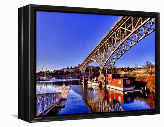 Reflection of the Aurora Bridge in Lake Union on a Cold Clear Seattle Morning, Washington, Usa-Richard Duval-Framed Premier Image Canvas