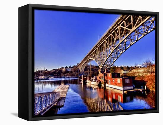 Reflection of the Aurora Bridge in Lake Union on a Cold Clear Seattle Morning, Washington, Usa-Richard Duval-Framed Premier Image Canvas