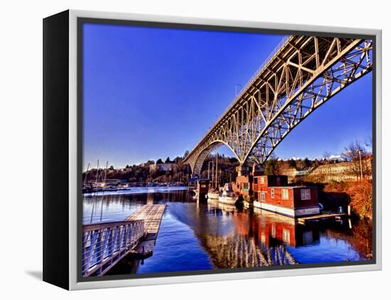 Reflection of the Aurora Bridge in Lake Union on a Cold Clear Seattle Morning, Washington, Usa-Richard Duval-Framed Premier Image Canvas