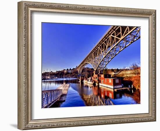 Reflection of the Aurora Bridge in Lake Union on a Cold Clear Seattle Morning, Washington, Usa-Richard Duval-Framed Photographic Print