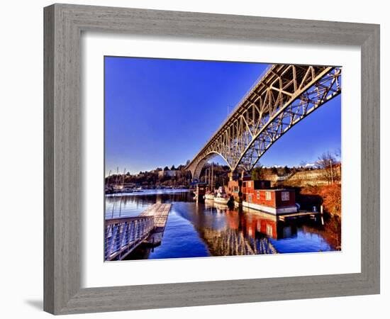 Reflection of the Aurora Bridge in Lake Union on a Cold Clear Seattle Morning, Washington, Usa-Richard Duval-Framed Photographic Print