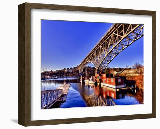 Reflection of the Aurora Bridge in Lake Union on a Cold Clear Seattle Morning, Washington, Usa-Richard Duval-Framed Photographic Print