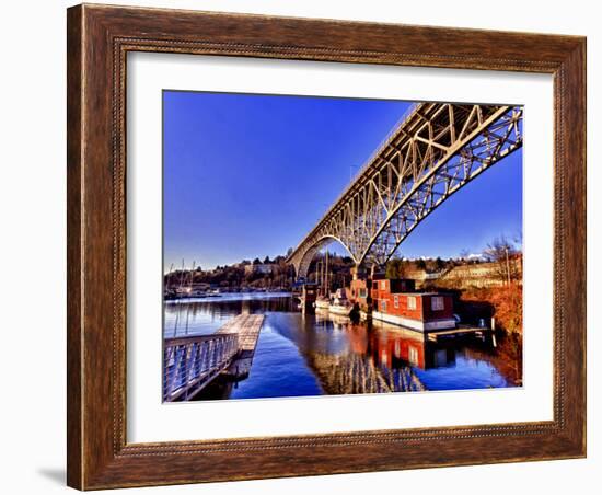 Reflection of the Aurora Bridge in Lake Union on a Cold Clear Seattle Morning, Washington, Usa-Richard Duval-Framed Photographic Print