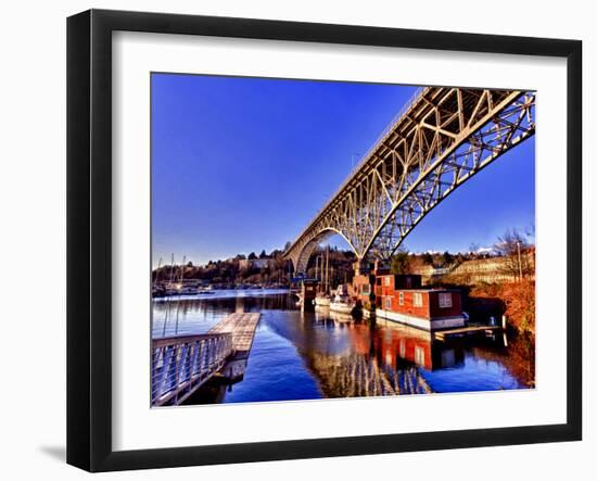 Reflection of the Aurora Bridge in Lake Union on a Cold Clear Seattle Morning, Washington, Usa-Richard Duval-Framed Photographic Print