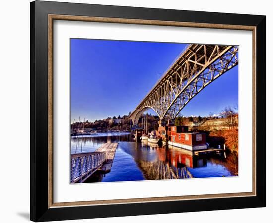 Reflection of the Aurora Bridge in Lake Union on a Cold Clear Seattle Morning, Washington, Usa-Richard Duval-Framed Photographic Print