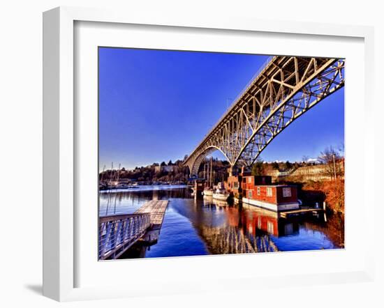 Reflection of the Aurora Bridge in Lake Union on a Cold Clear Seattle Morning, Washington, Usa-Richard Duval-Framed Photographic Print