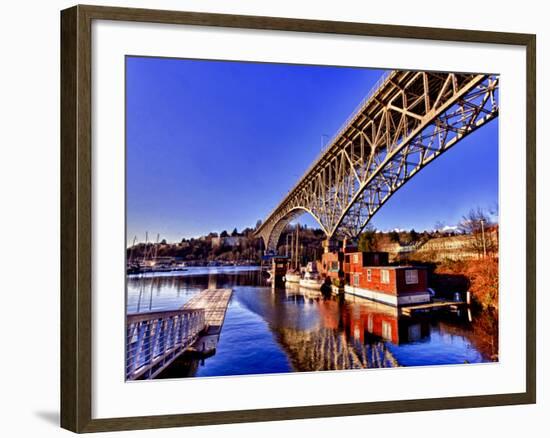 Reflection of the Aurora Bridge in Lake Union on a Cold Clear Seattle Morning, Washington, Usa-Richard Duval-Framed Photographic Print