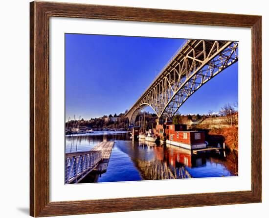 Reflection of the Aurora Bridge in Lake Union on a Cold Clear Seattle Morning, Washington, Usa-Richard Duval-Framed Photographic Print