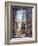 Reflection of the windmill and tractor in the window of an old building in ghost town.-Julie Eggers-Framed Photographic Print