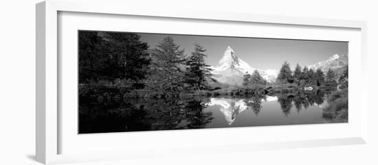 Reflection of Trees and Mountain in a Lake, Matterhorn, Switzerland-null-Framed Photographic Print