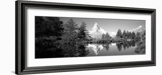 Reflection of Trees and Mountain in a Lake, Matterhorn, Switzerland-null-Framed Photographic Print