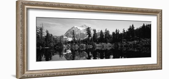 Reflection of Trees and Mountains in a Lake, Mount Shuksan, North Cascades National Park-null-Framed Photographic Print