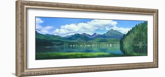 Reflection of trees in lake, Juneau Lake, Alaska, USA-Panoramic Images-Framed Photographic Print