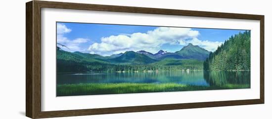 Reflection of trees in lake, Juneau Lake, Alaska, USA-Panoramic Images-Framed Photographic Print