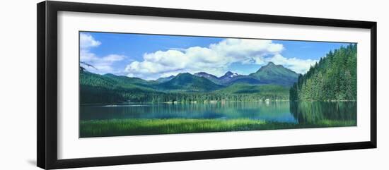 Reflection of trees in lake, Juneau Lake, Alaska, USA-Panoramic Images-Framed Photographic Print