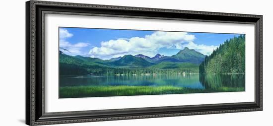 Reflection of trees in lake, Juneau Lake, Alaska, USA-Panoramic Images-Framed Photographic Print