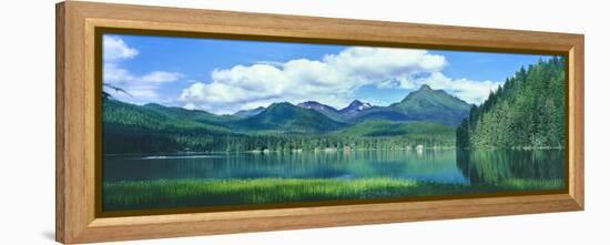 Reflection of trees in lake, Juneau Lake, Alaska, USA-Panoramic Images-Framed Premier Image Canvas