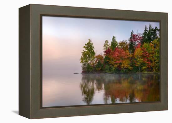 Reflection of trees on water, Seventh Lake, Adirondack Mountains State Park, New York State, USA-null-Framed Premier Image Canvas