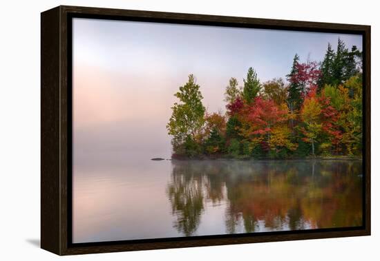 Reflection of trees on water, Seventh Lake, Adirondack Mountains State Park, New York State, USA-null-Framed Premier Image Canvas