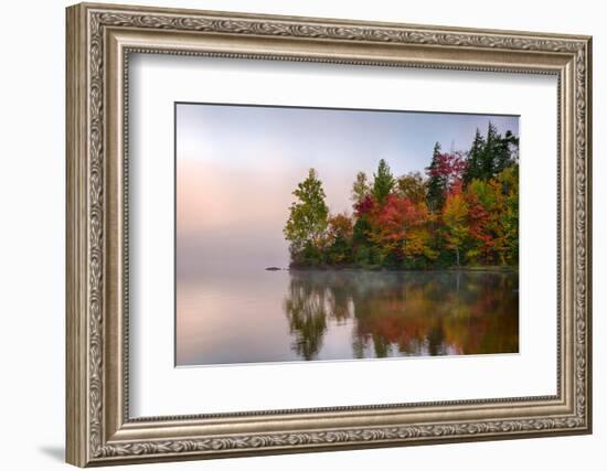 Reflection of trees on water, Seventh Lake, Adirondack Mountains State Park, New York State, USA-null-Framed Photographic Print