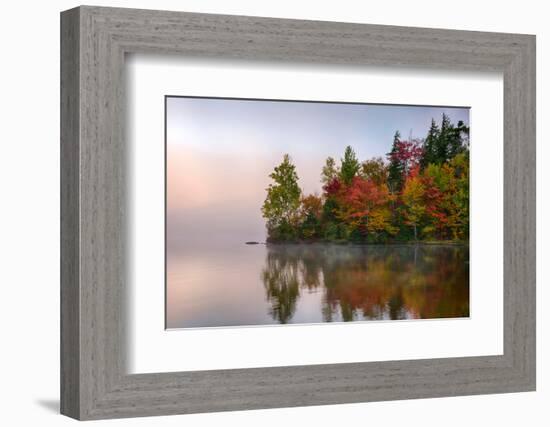 Reflection of trees on water, Seventh Lake, Adirondack Mountains State Park, New York State, USA-null-Framed Photographic Print